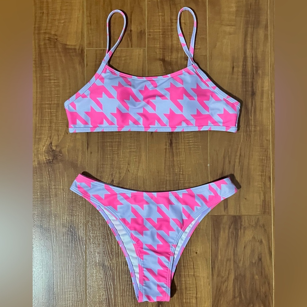 💜2/20$*Pink & Purple Houndstooth Bikini